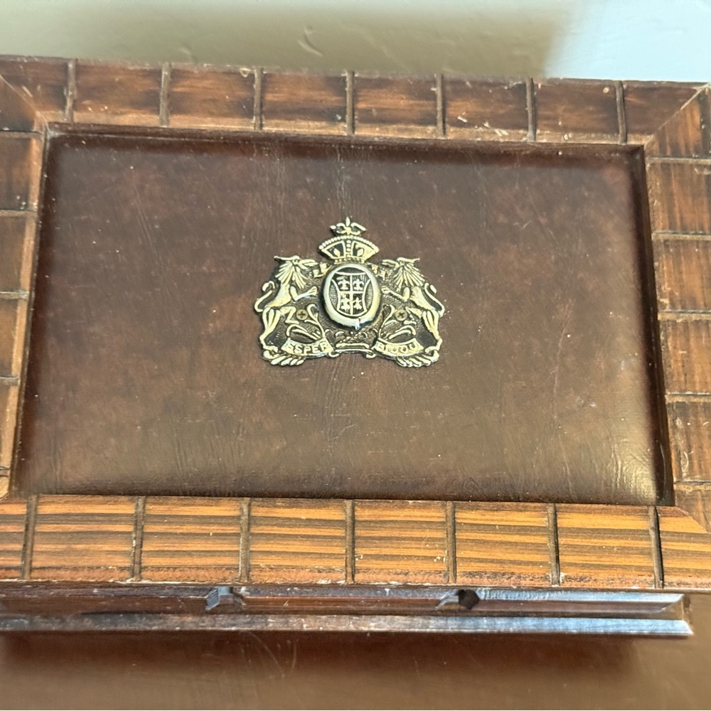 Vintage Wooden Jewlery medieval style antique handmade Box brown velvet lining